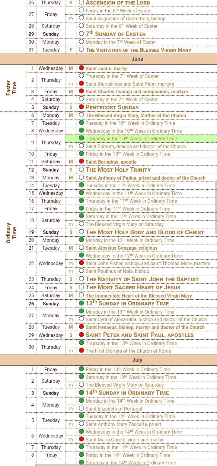 2023 Liturgical calendar